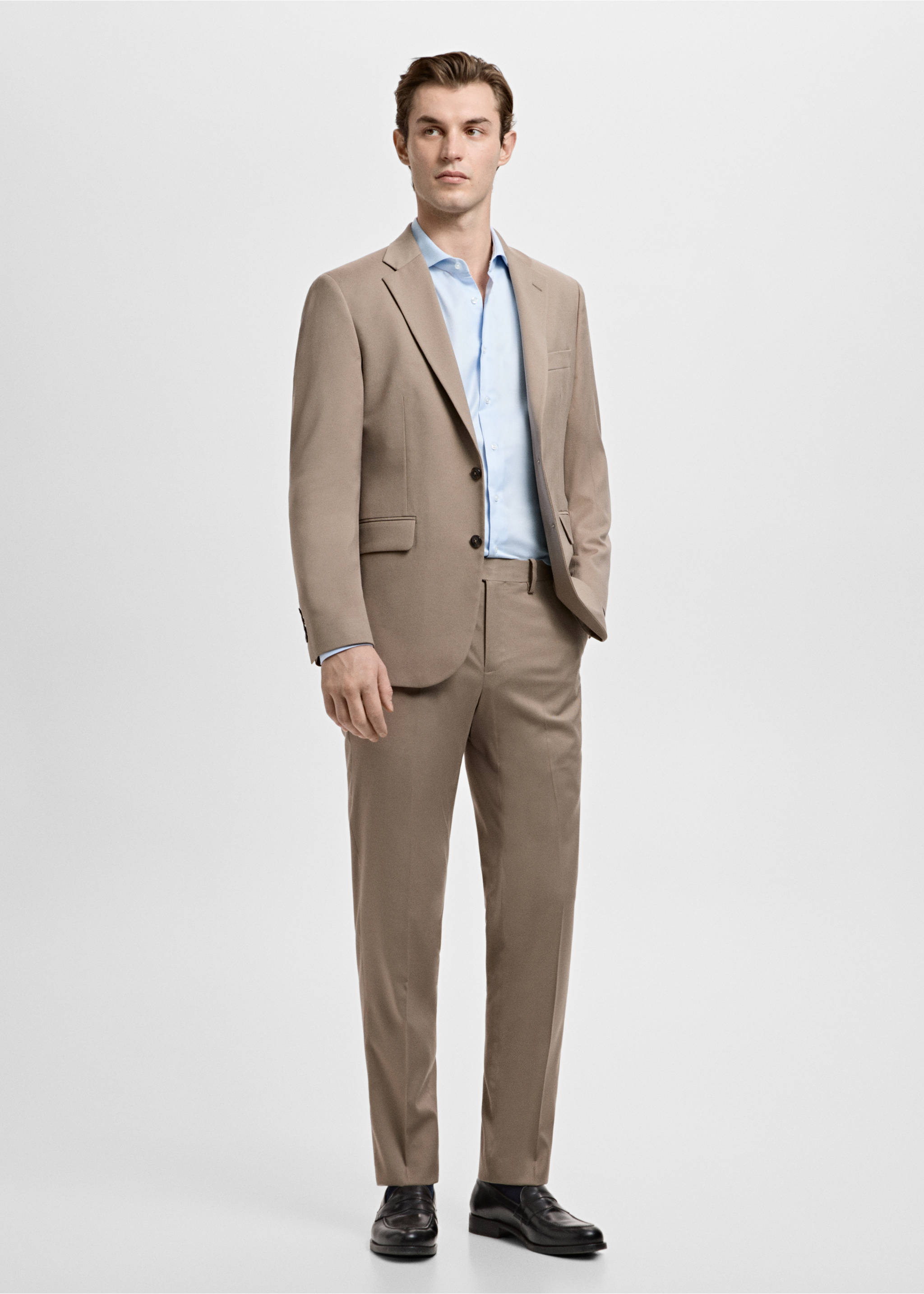 Slim fit 100% cotton structured dress shirt - General plane, Sky Blue. Ref: 27051253-00.