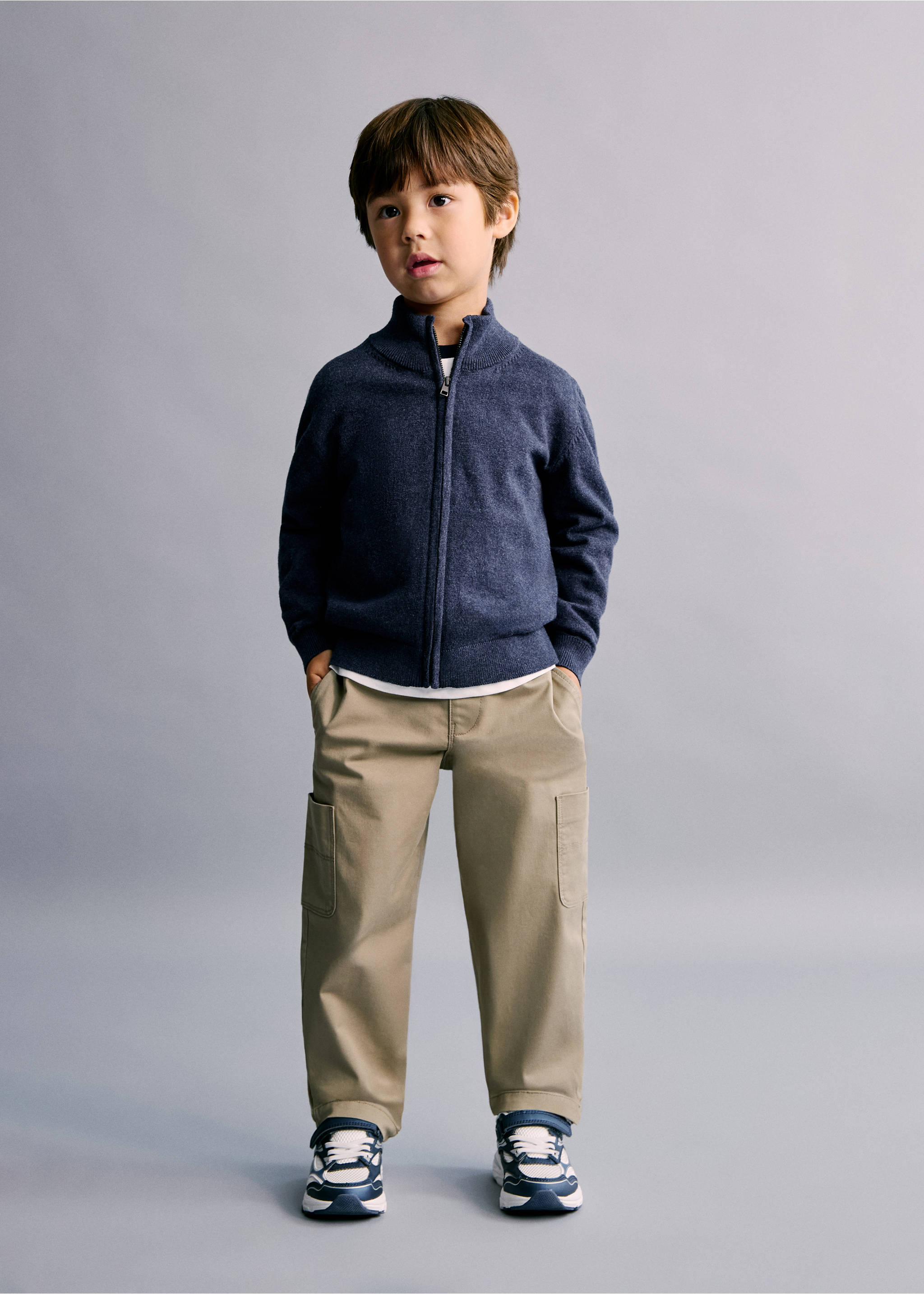 Cárdigan punto cremallera - Plano general, Azul marino. Ref: 27051254-00.