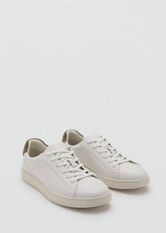Contrasting panel leather sneakers — White 2