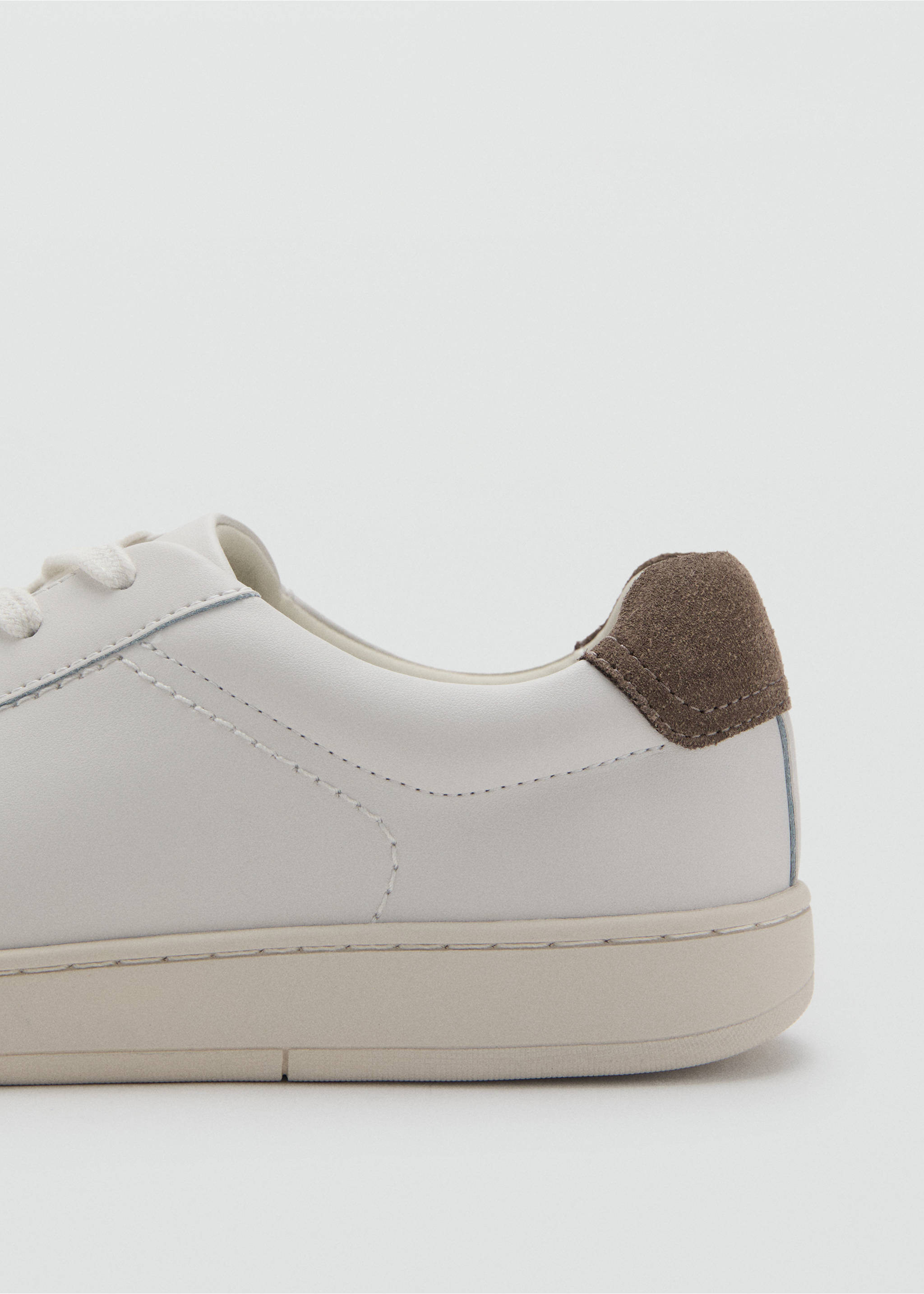 Contrasting panel leather sneakers - Details of the article 1, White. Ref: 27051256-00.