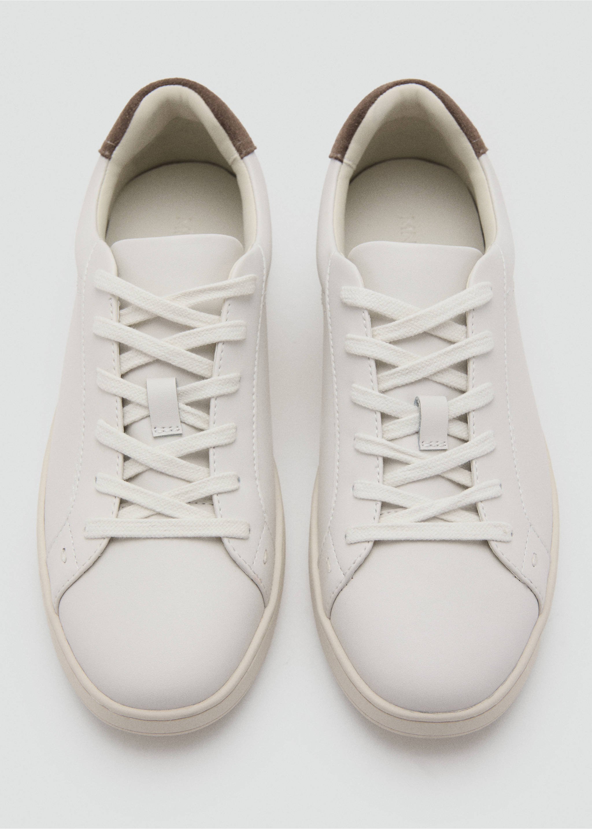 Contrasting panel leather sneakers - Details of the article 2, White. Ref: 27051256-00.