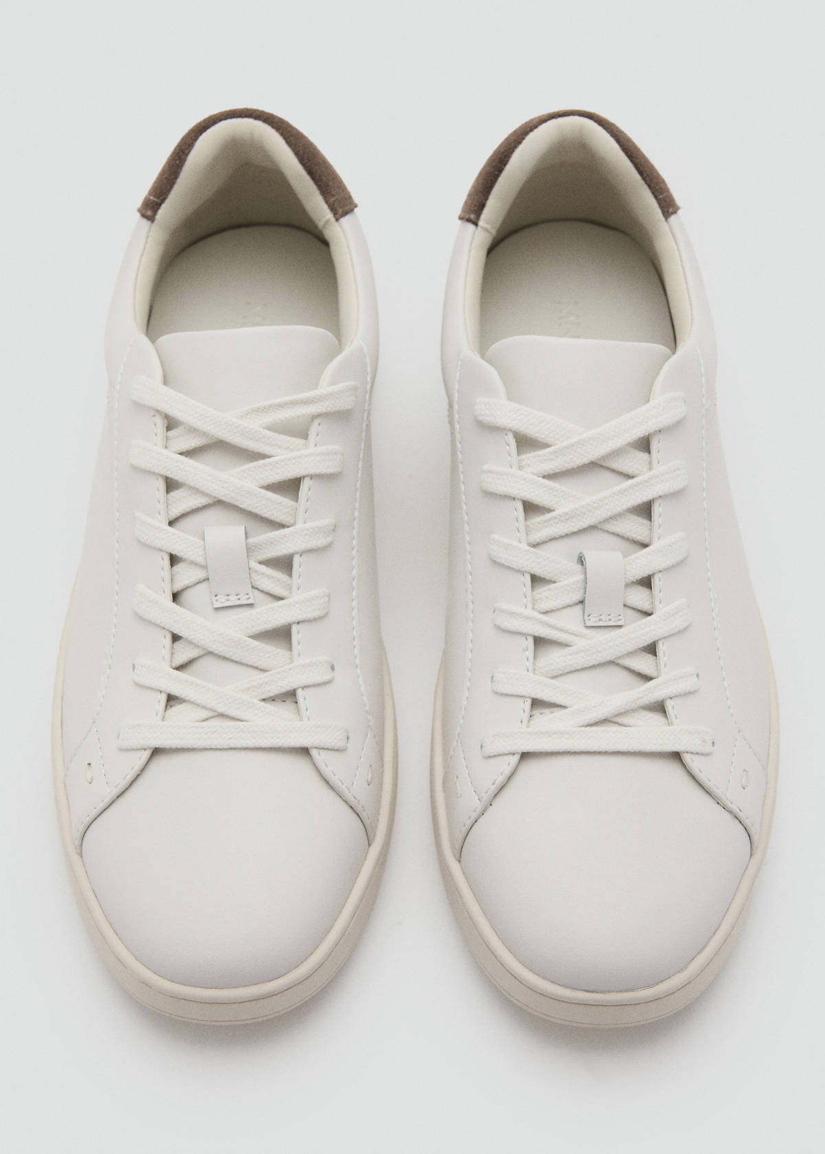 Contrasting panel leather sneakers — White