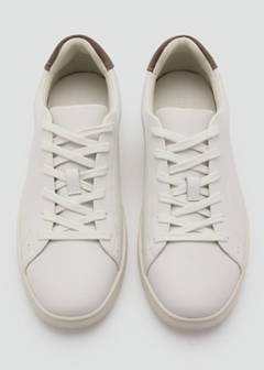 Contrasting panel leather sneakers — White 4