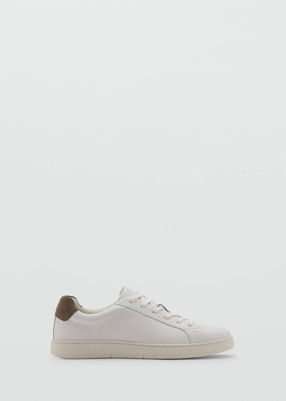 Contrasting panel leather sneakers — White