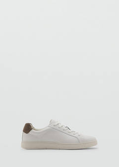 Contrasting panel leather sneakers — White 1