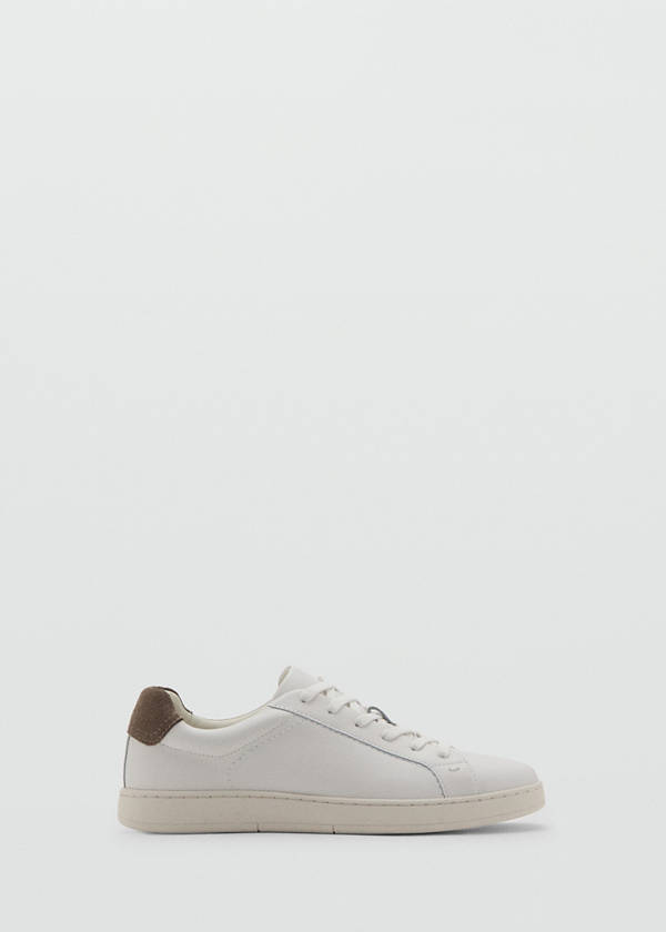 Contrasting panel leather sneakers — White