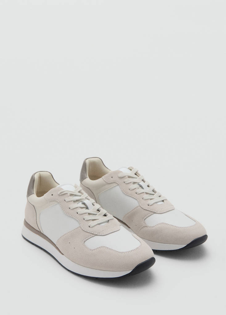 Leather mixed sneakers — White