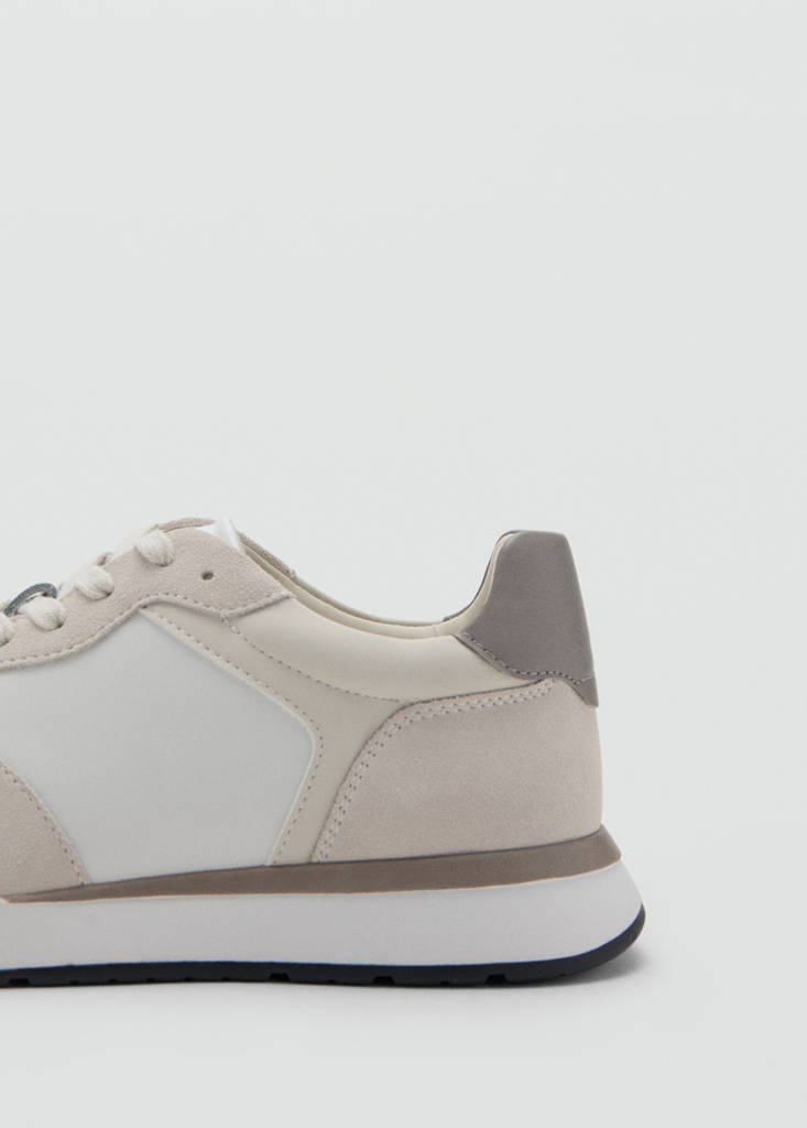 Leather mixed sneakers — White
