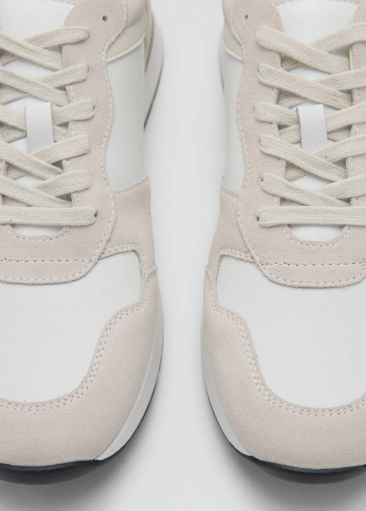 Leather mixed sneakers — White