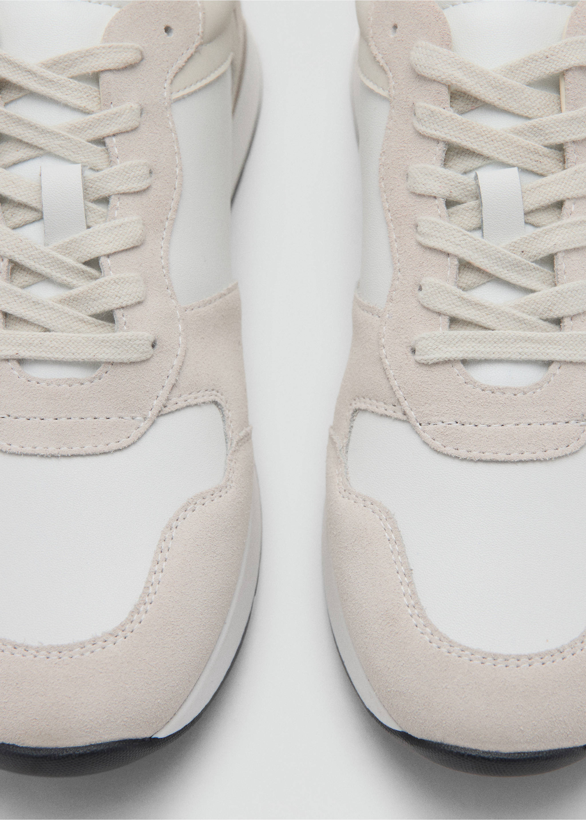 Leather mixed sneakers - Details of the article 2, White. Ref: 27051257-00.