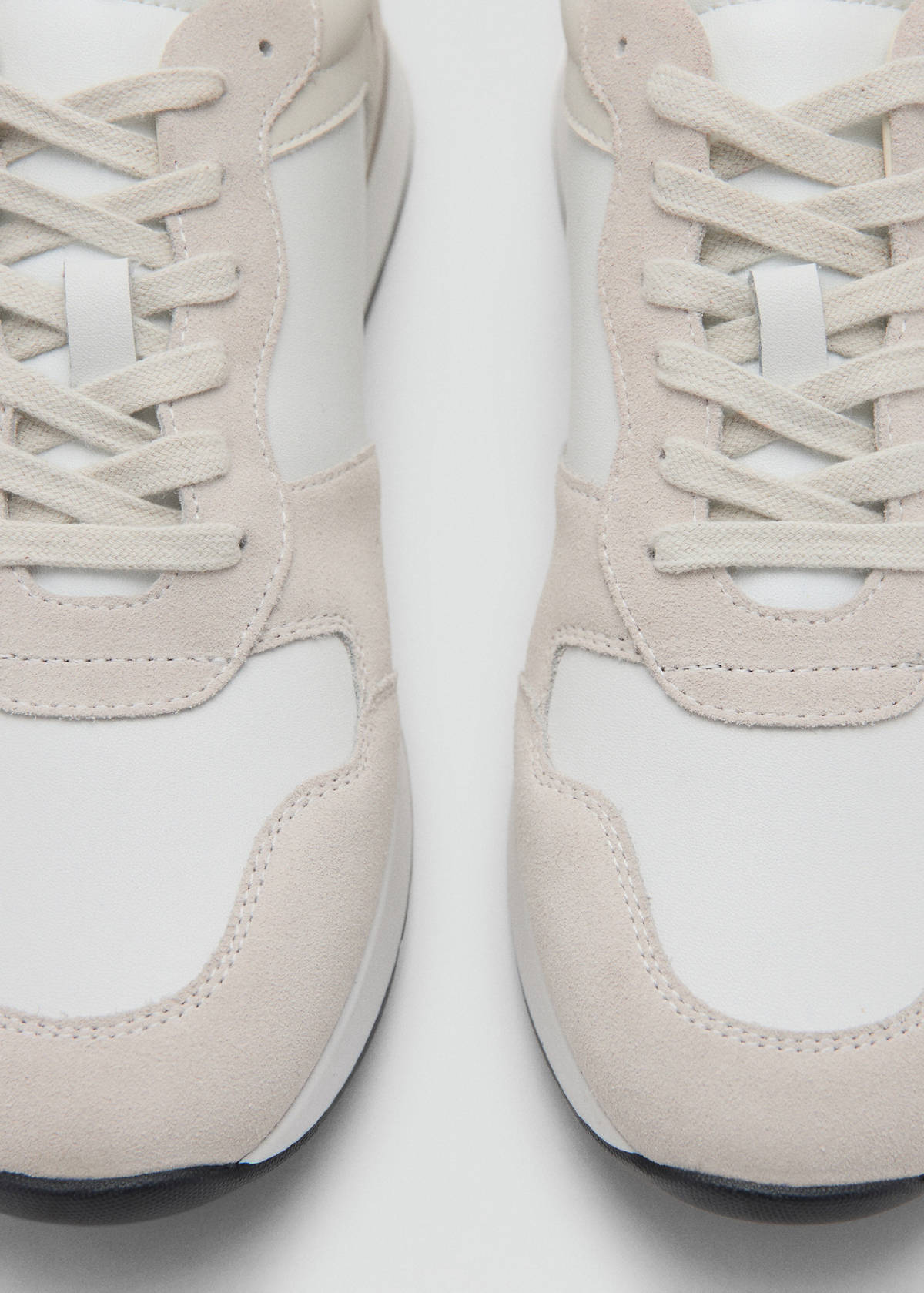 Leather mixed sneakers — White