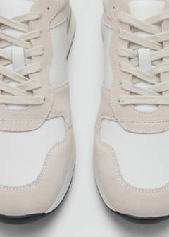 Leather mixed sneakers — White 4