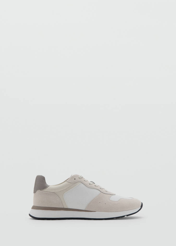 Leather mixed sneakers — White
