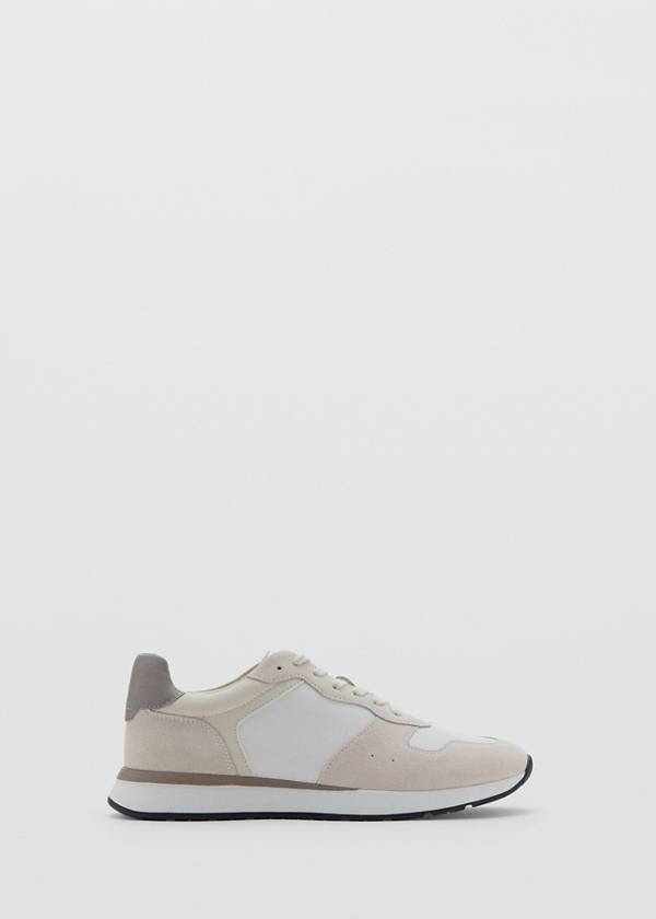 Leather mixed sneakers — White