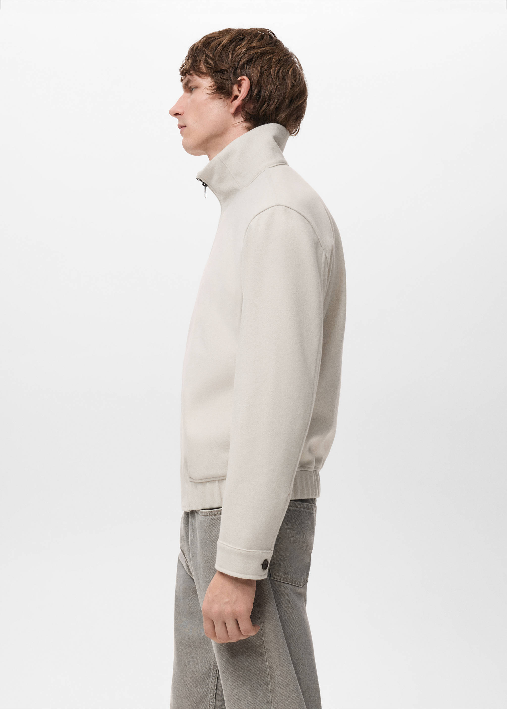 Zip-up cloth jacket - Details of the article 2, Sand. Ref: 27051258-00.