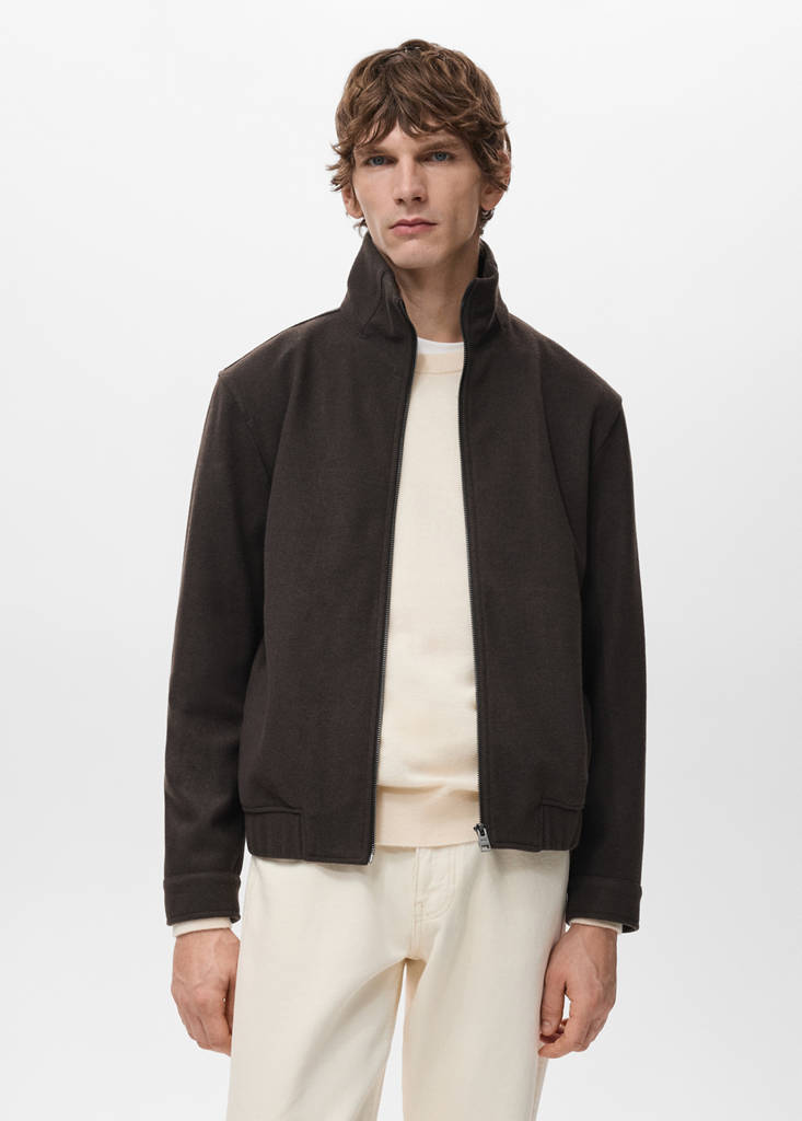 Zip-up cloth jacket — Chocolate
