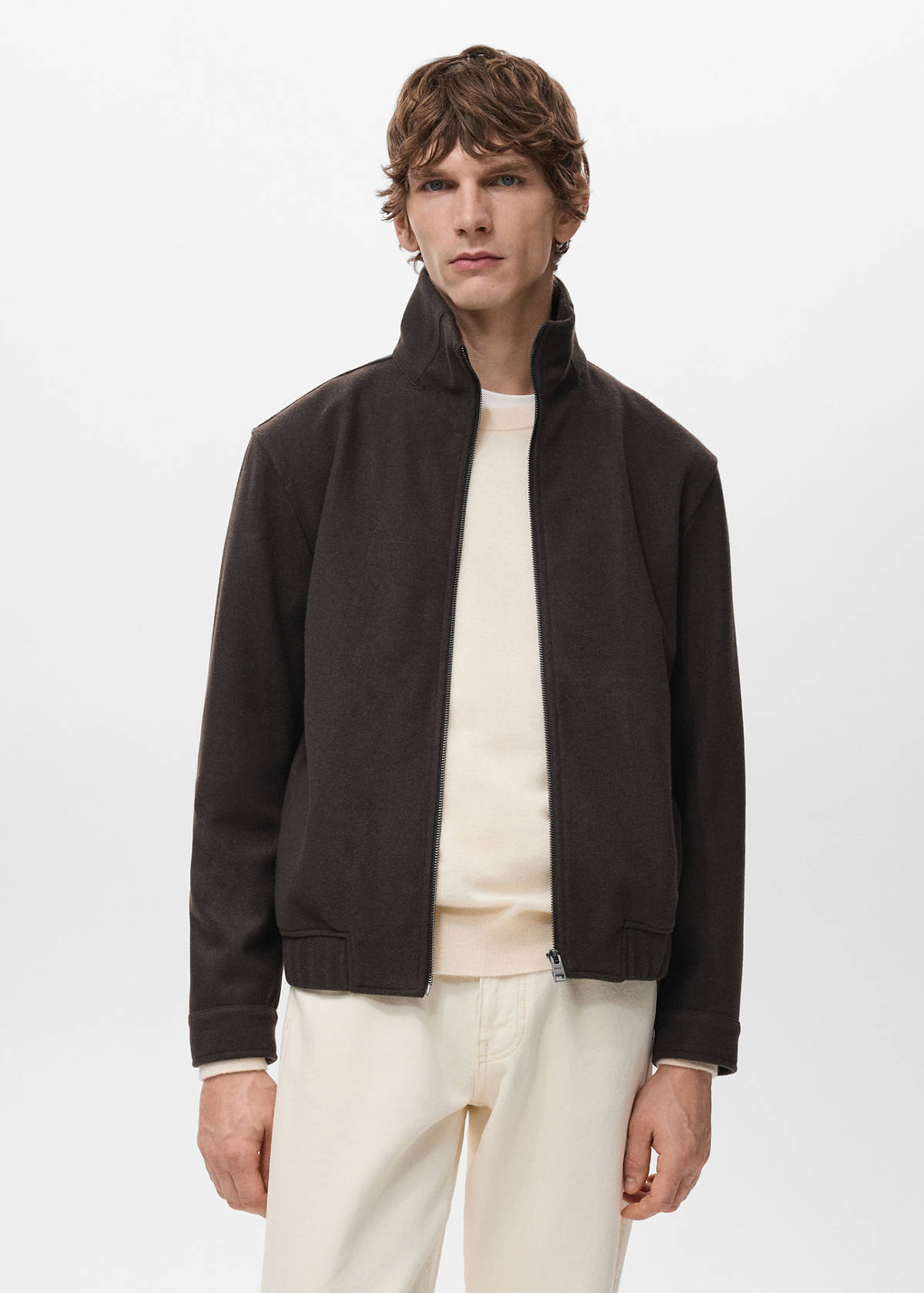 Zip-up cloth jacket — Chocolate