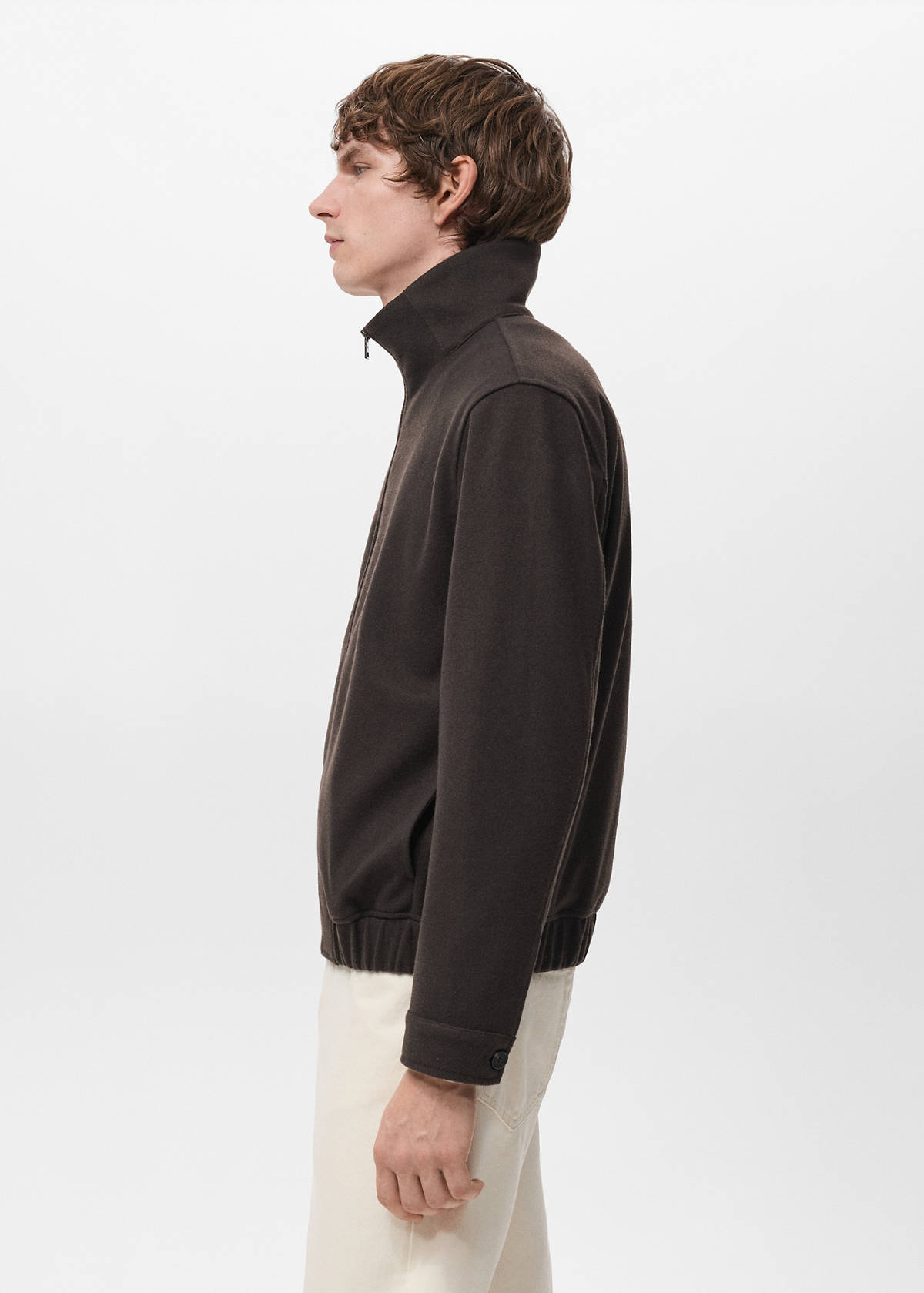 Zip-up cloth jacket — Chocolate