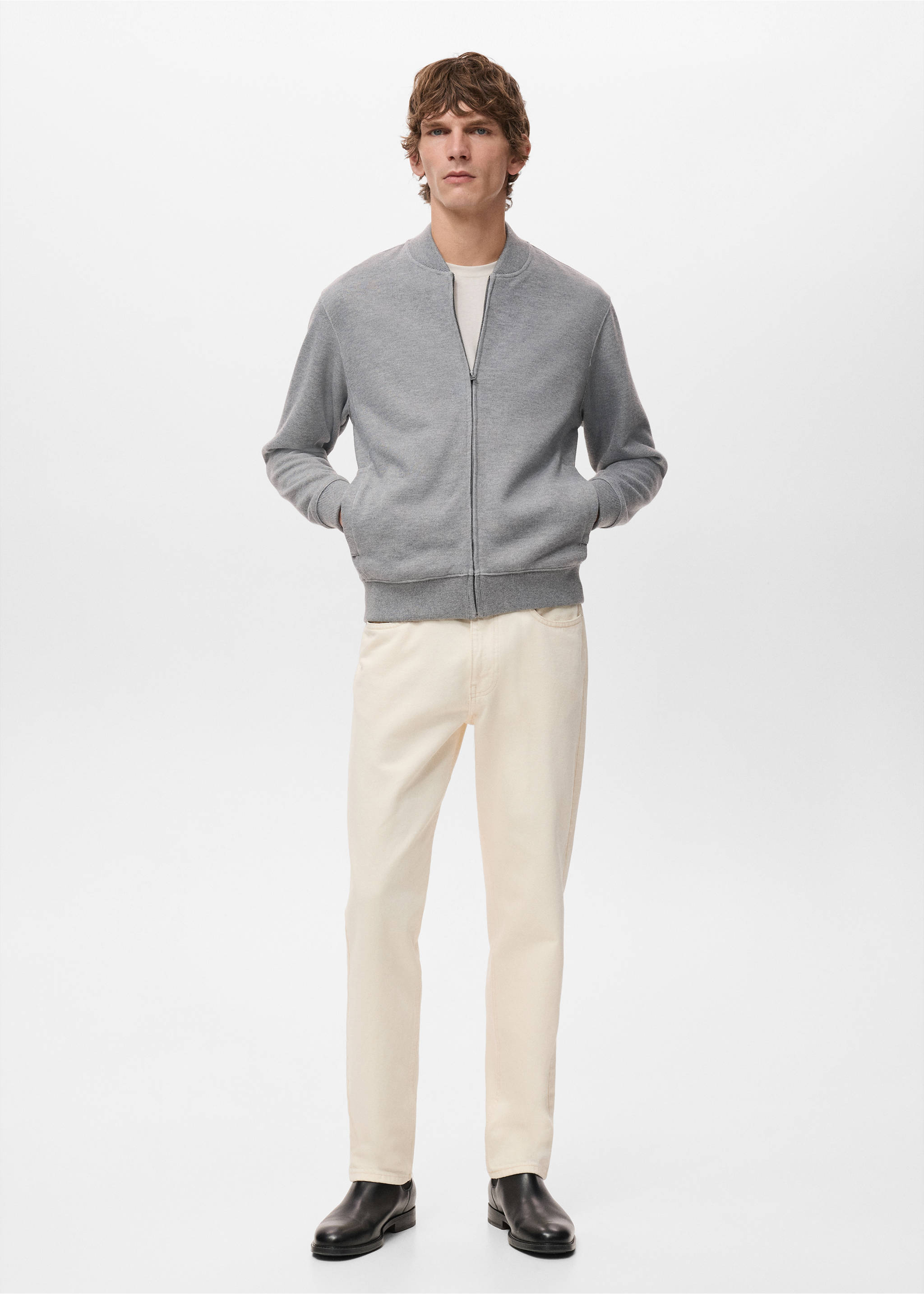 Bomber hoodie with zip - General plane, Light Heather Grey. Ref: 27051259-00.