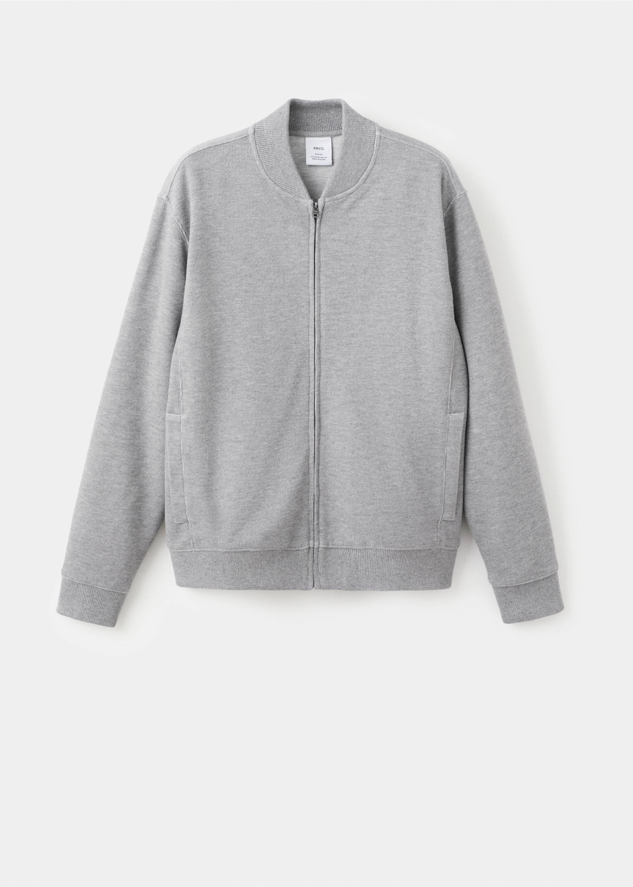 Bomber hoodie with zip - Article without model, Light Heather Grey. Ref: 27051259-00.