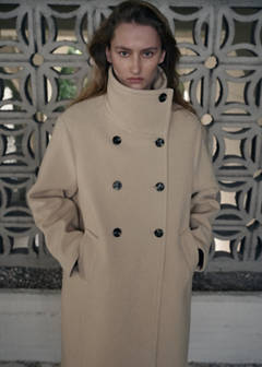 Wool-blend funnel-neck coat — Vanilla 1