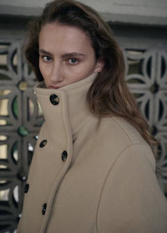 Wool-blend funnel-neck coat — Vanilla 4