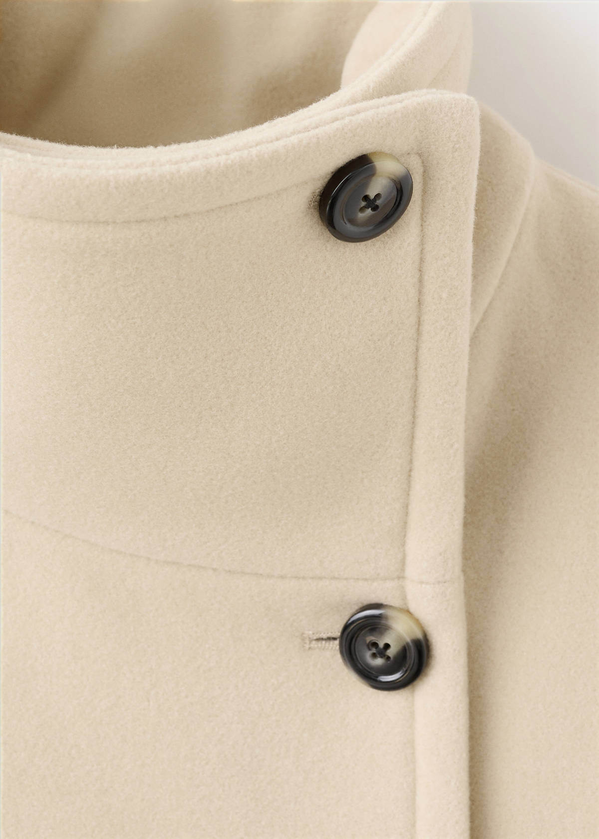 Wool-blend funnel-neck coat — Vanilla