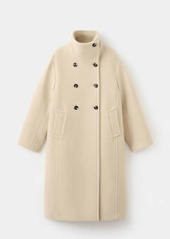 Wool-blend funnel-neck coat — Vanilla 5
