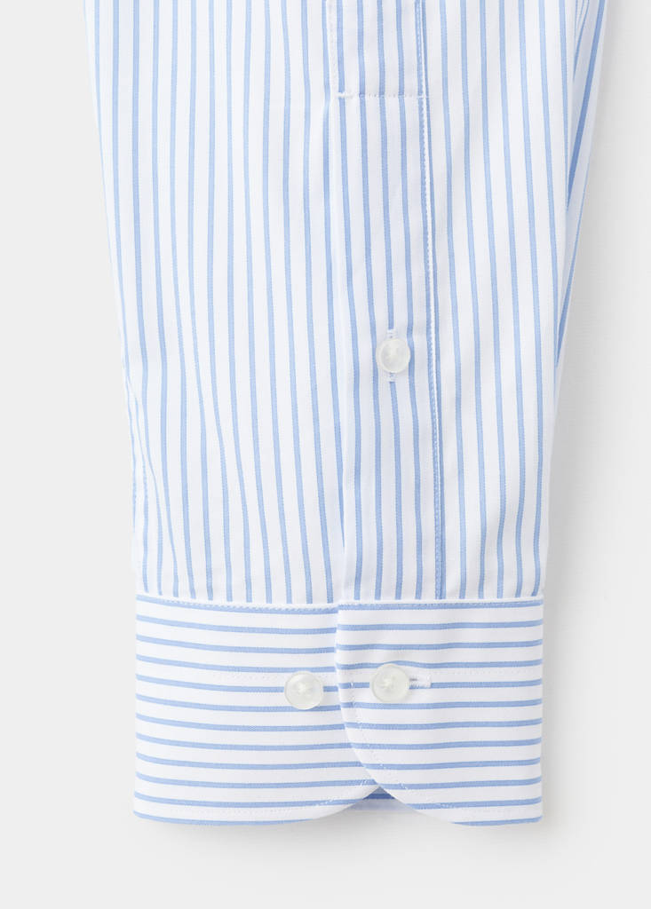 Slim fit 100% cotton striped formal shirt — Sky Blue