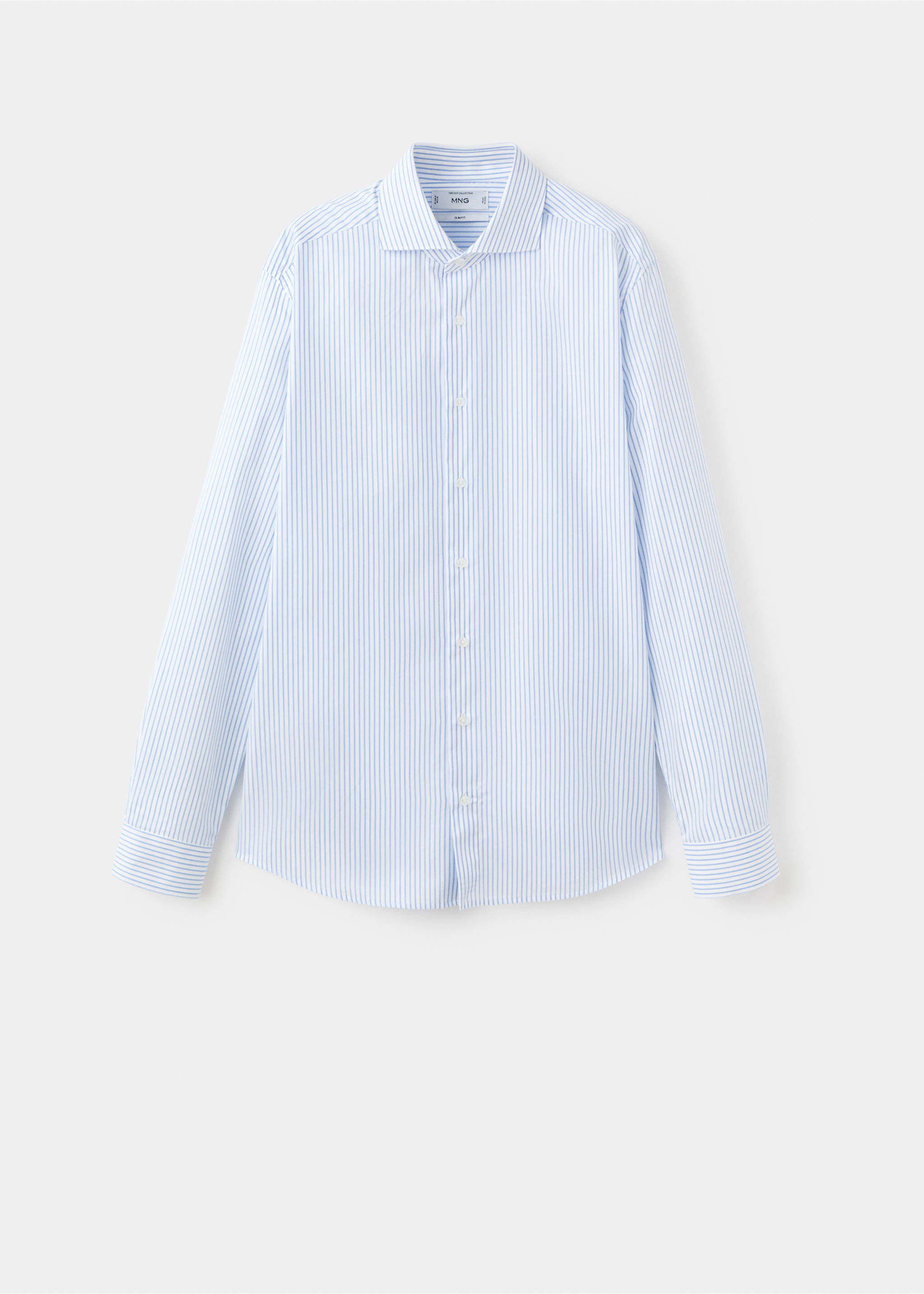 Slim fit 100% cotton striped formal shirt - Article without model, Sky Blue. Ref: 27051262-00.