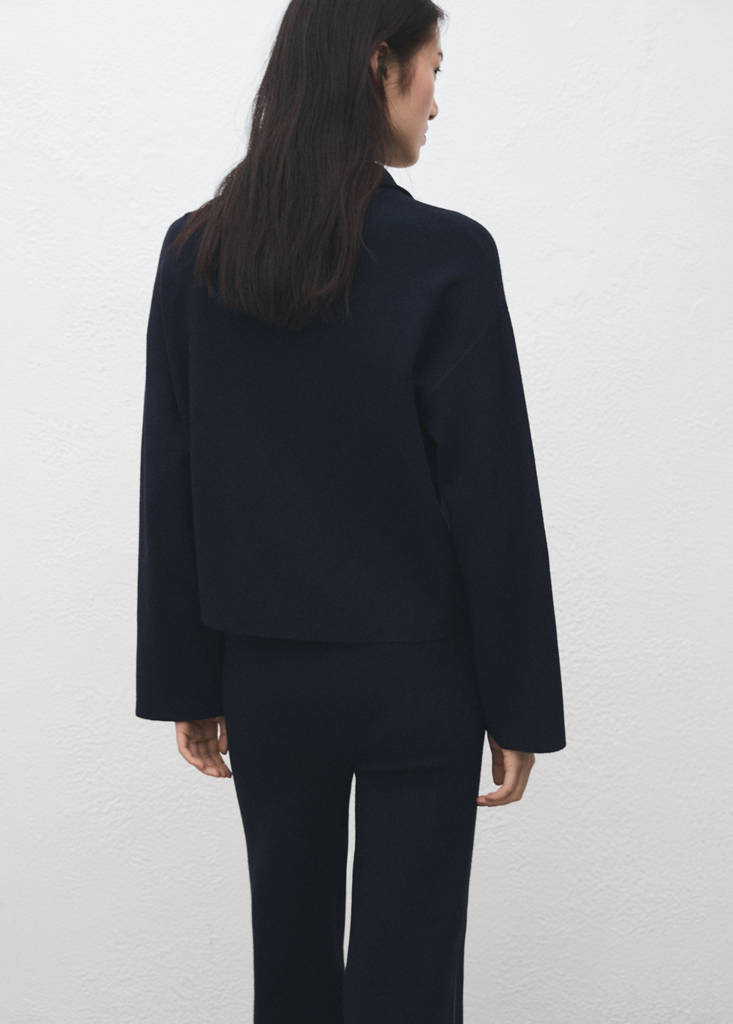 Zip neck contrast-stripe sweater — Navy