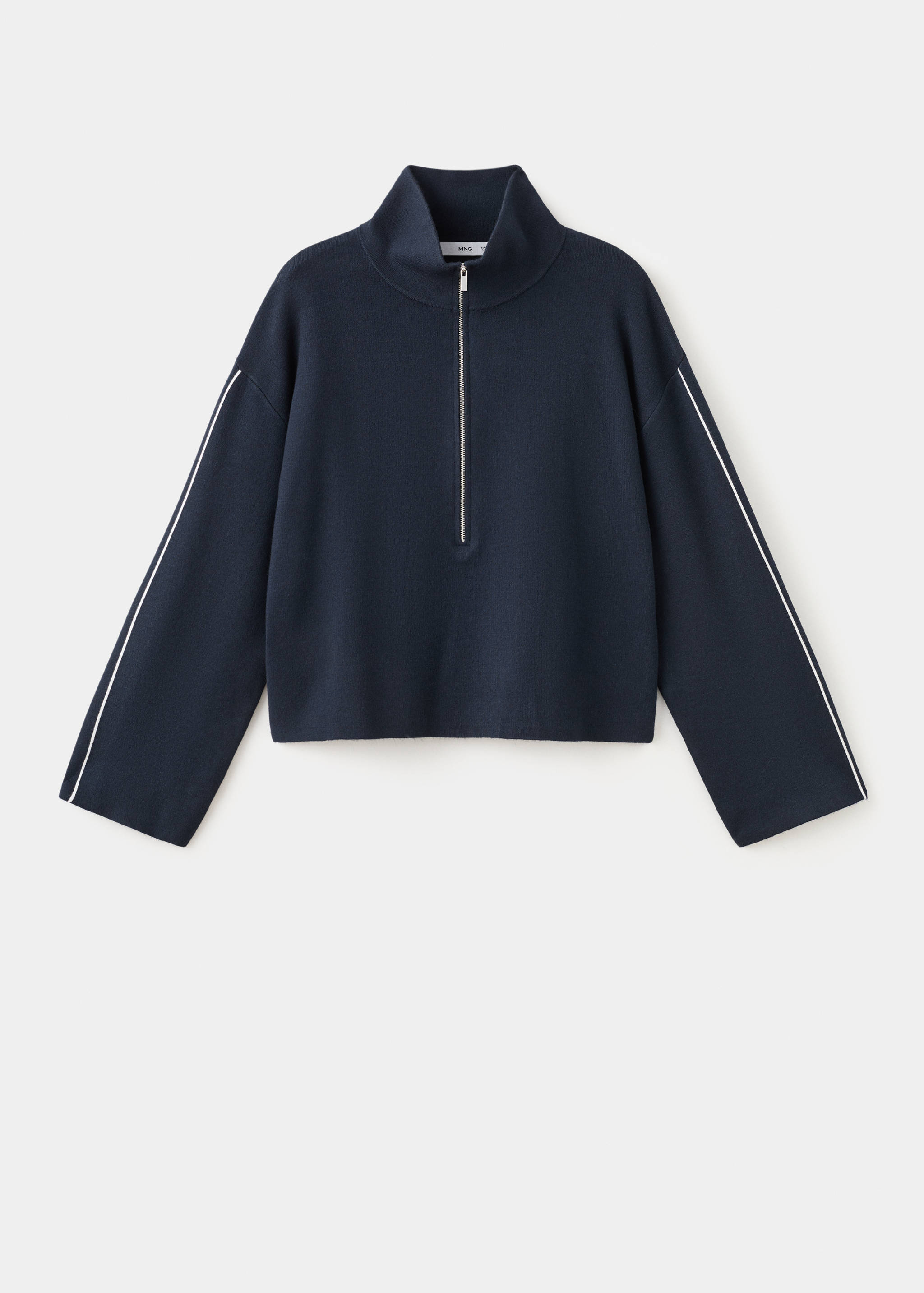 Zip neck contrast-stripe sweater - Article without model