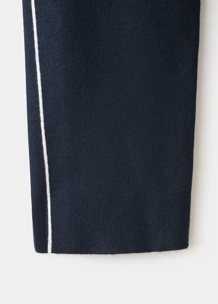 Zip neck contrast-stripe sweater — Navy