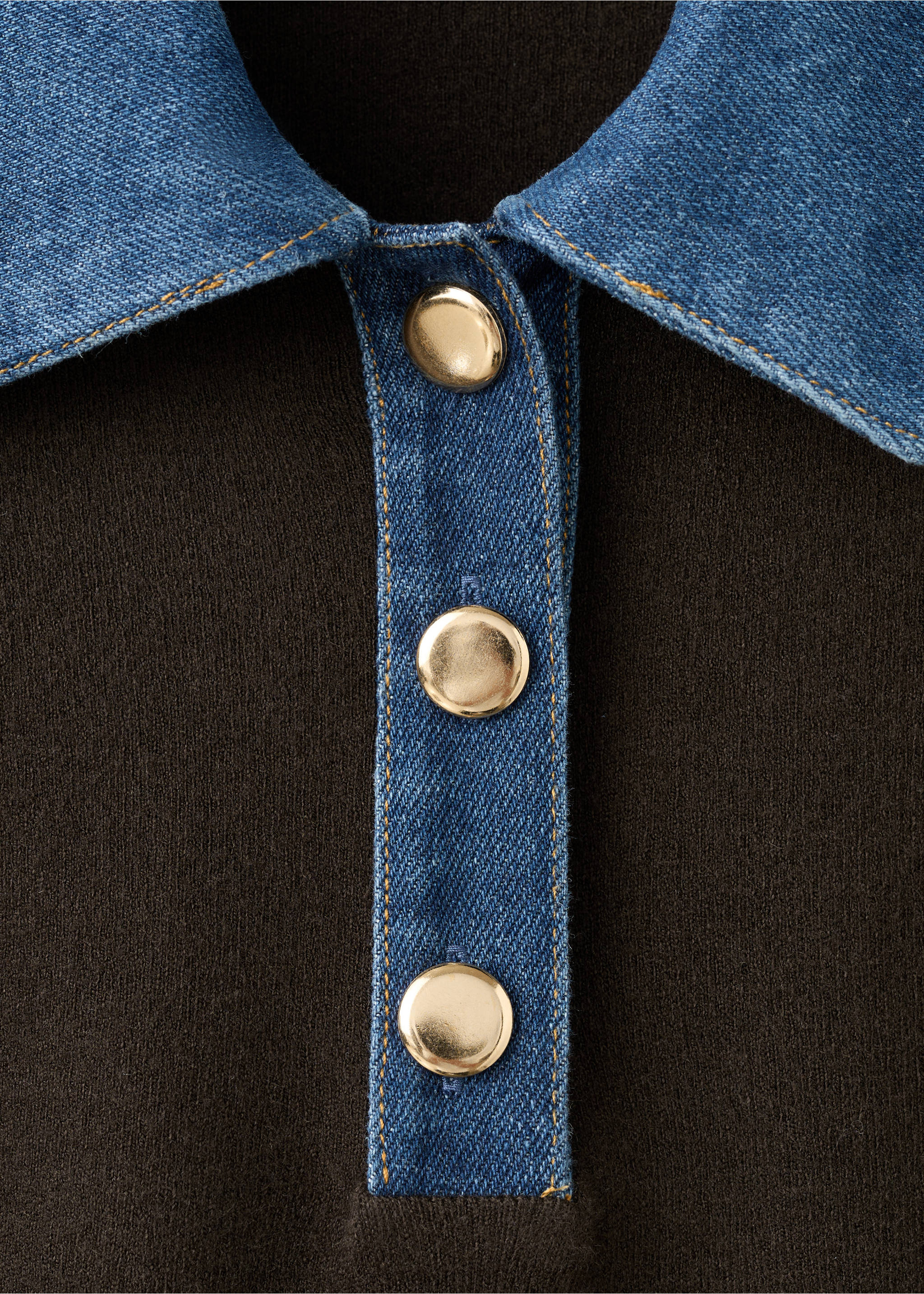 拼接衬衫领毛衣 - null, 巧克力色. Ref: 27051264-00.