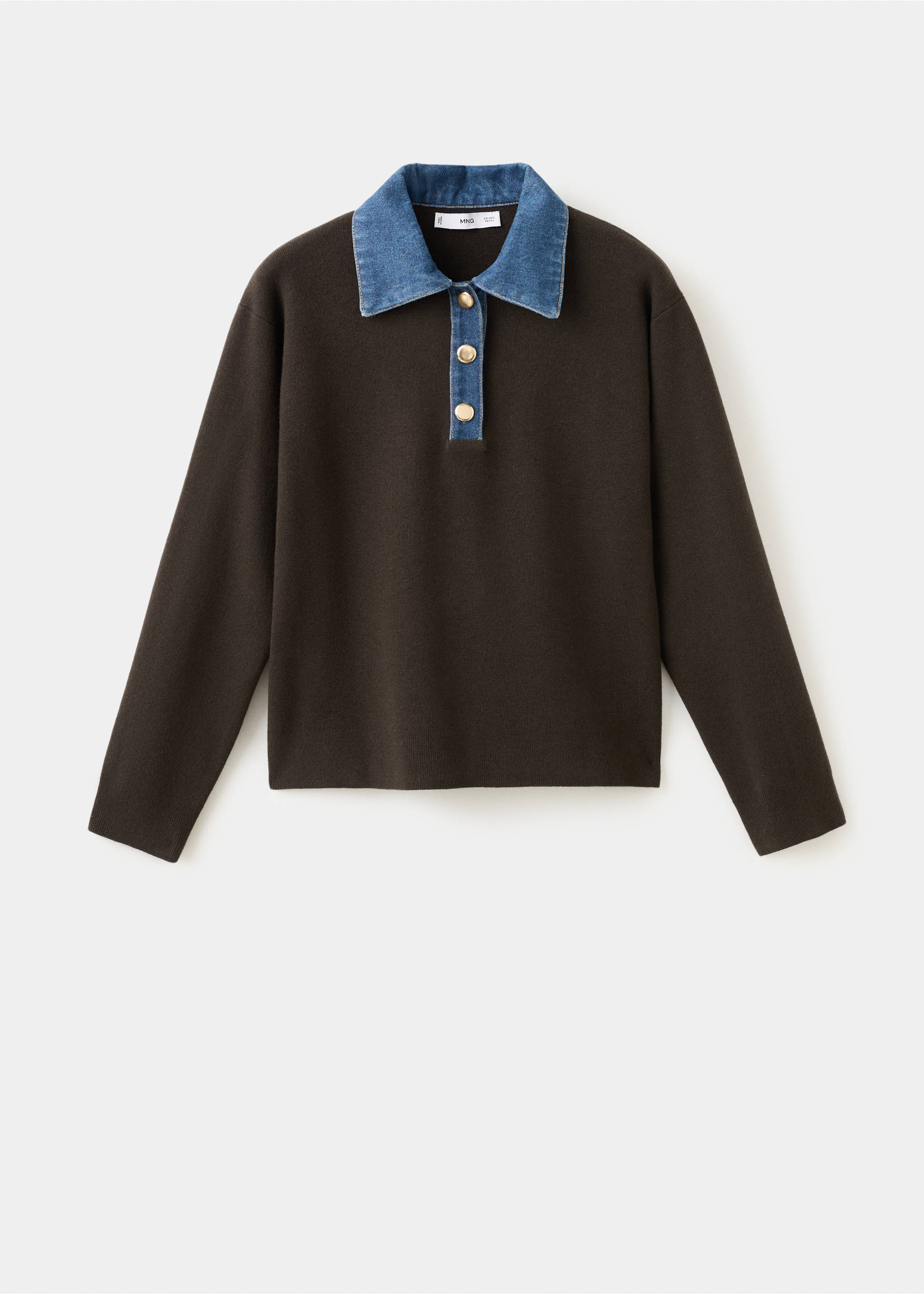 Combined shirt-collar sweater - Article without model, Chocolate. Ref: 27051264-00.