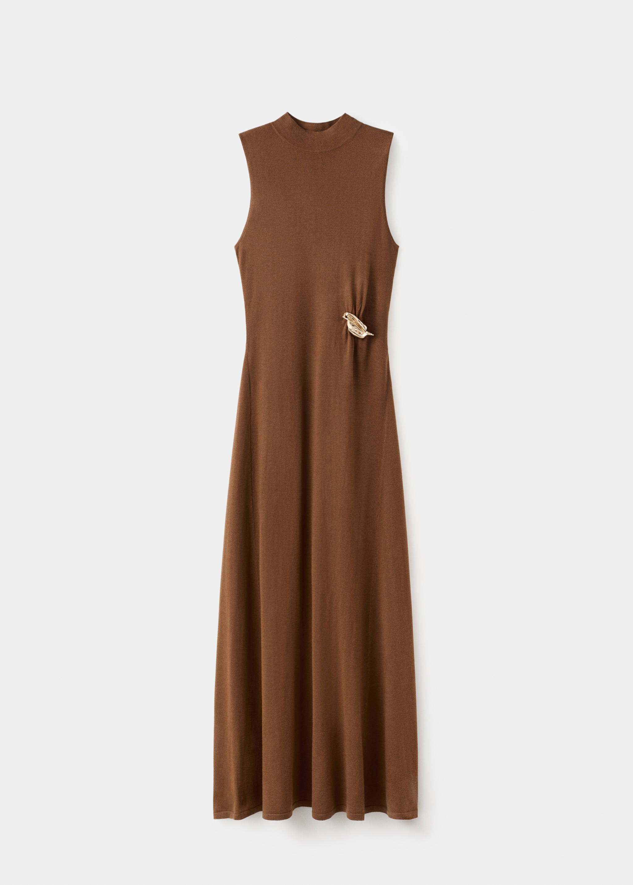 Turtleneck knitted dress with brooch - Article without model