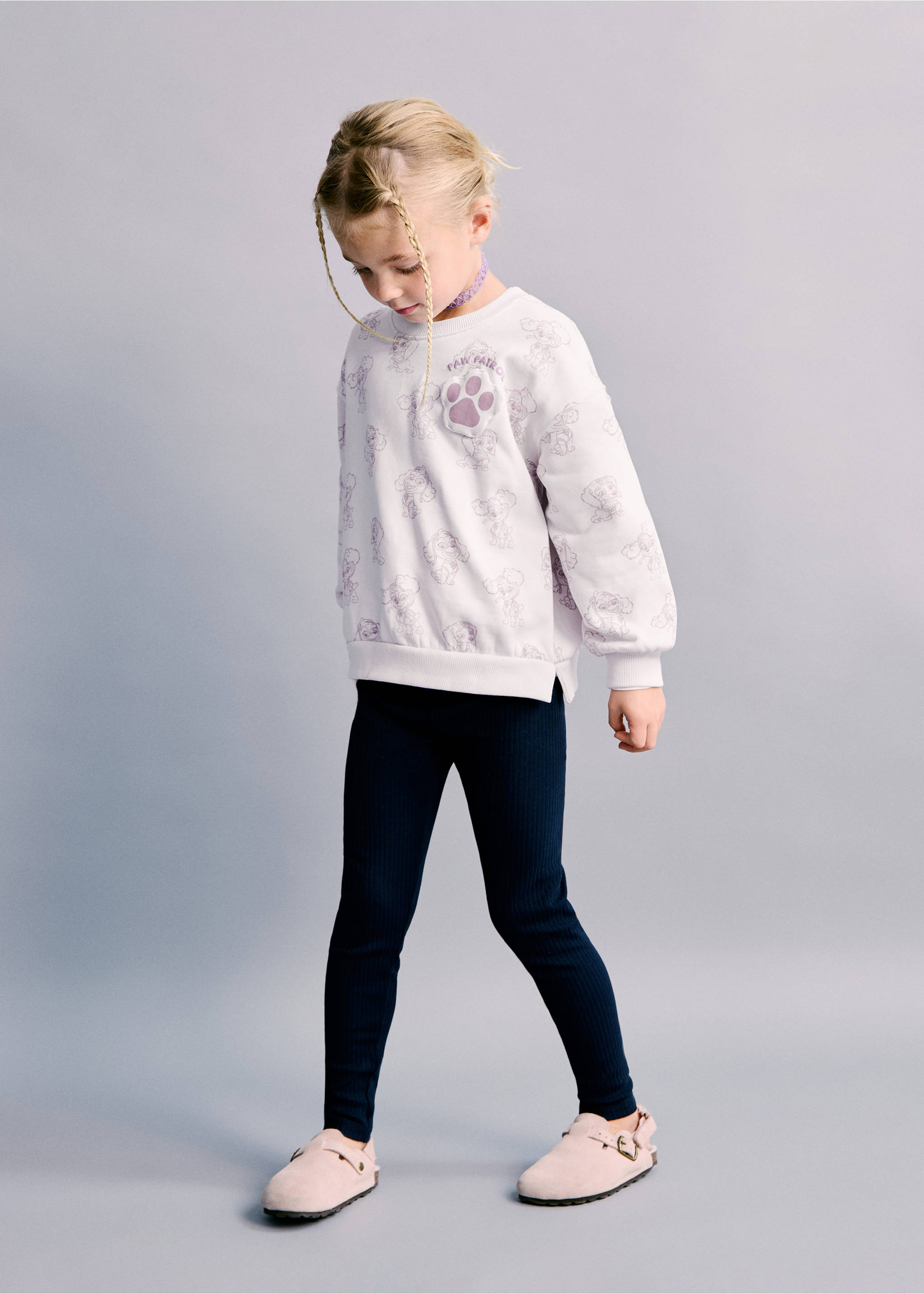 Leggings canalé algodón - Plano general, Azul marino. Ref: 27051269-00.