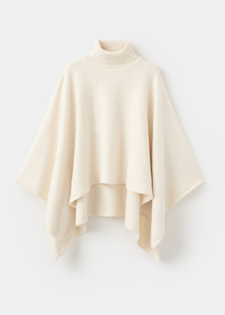 Knitted turtleneck cape — Ecru