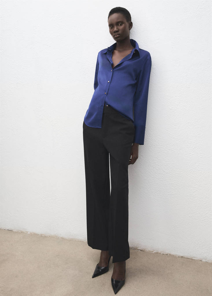 Satin finish flowy shirt — Blue