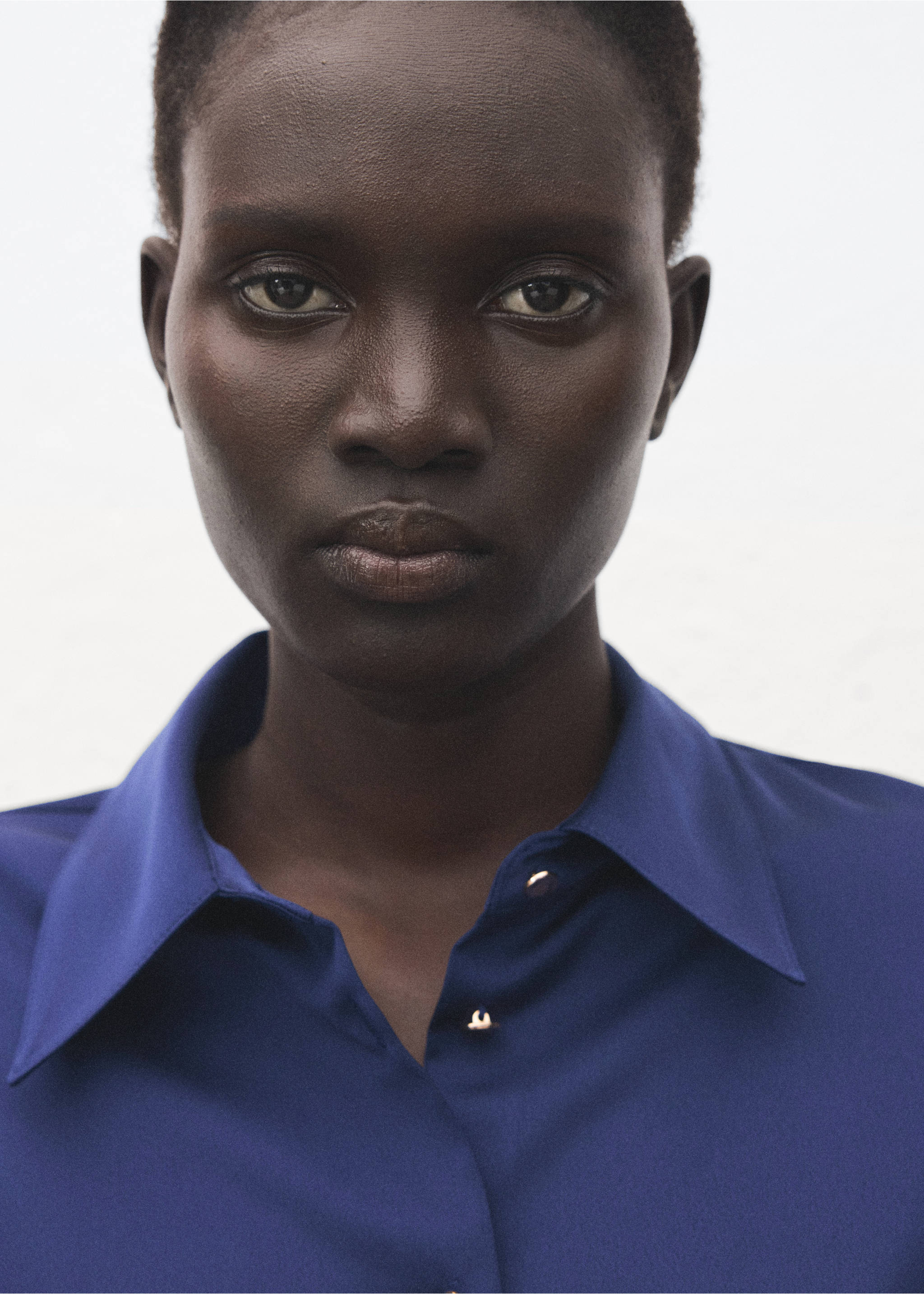 Camisa fluida satinada - Plano medio, Azul. Ref: 27051274-00.