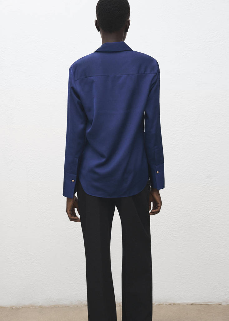Satin finish flowy shirt — Blue