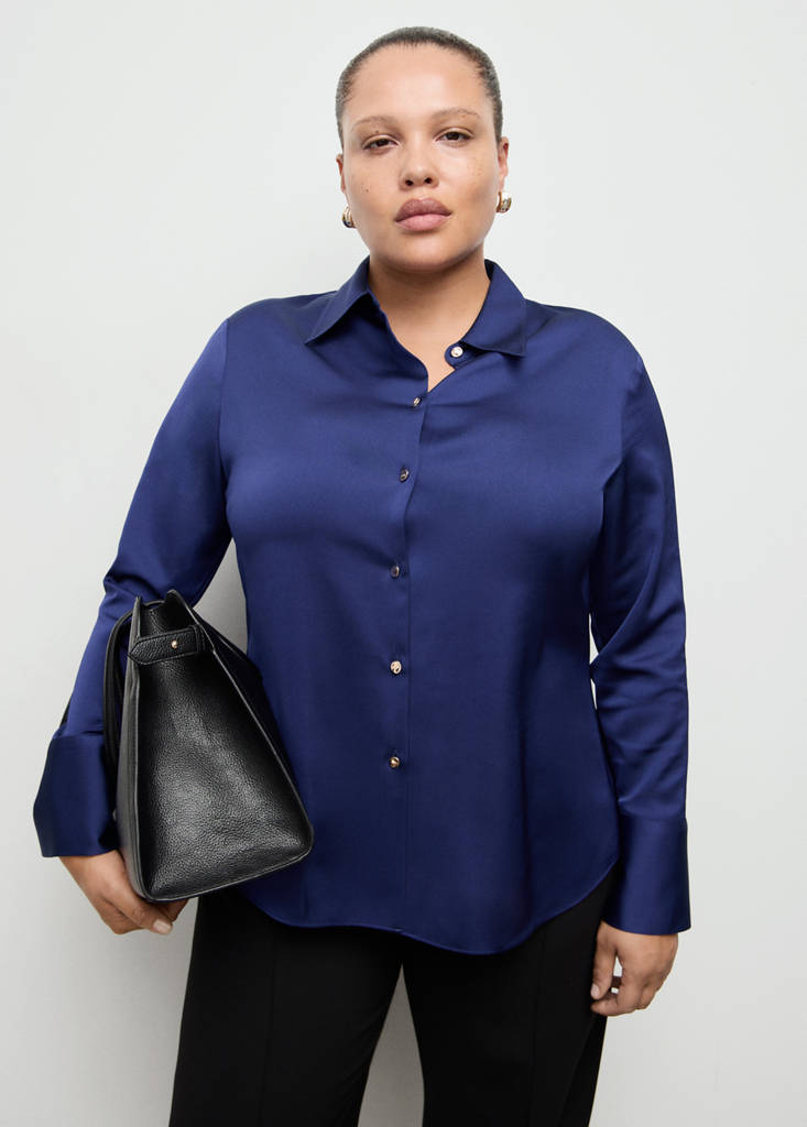 Satin finish flowy shirt — Blue