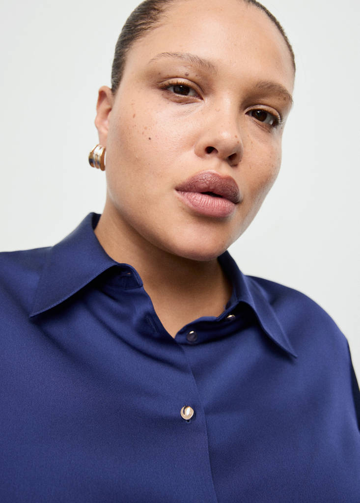 Satin finish flowy shirt — Blue