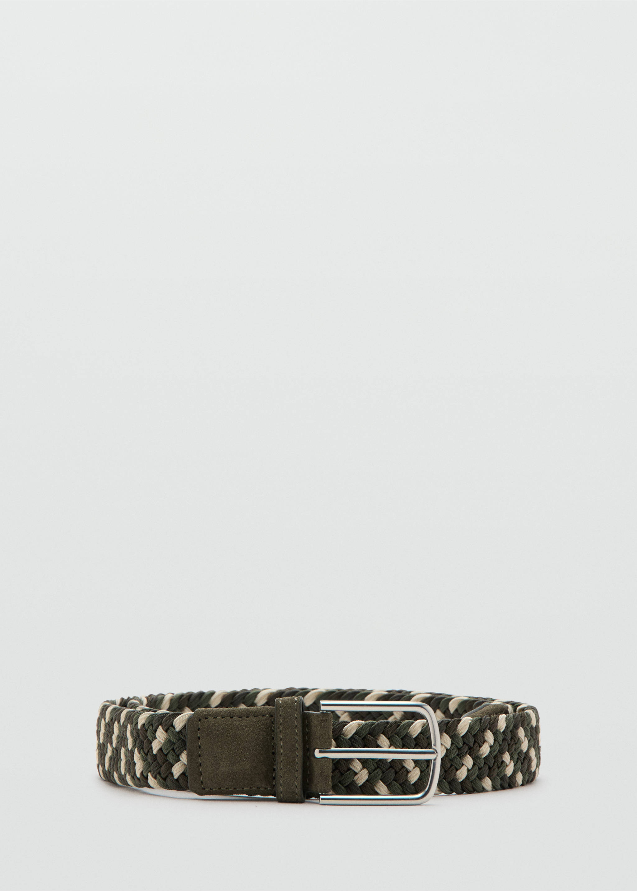 Braided elastic coloured belt - Article without model, Khaki. Ref: 27051276-00.