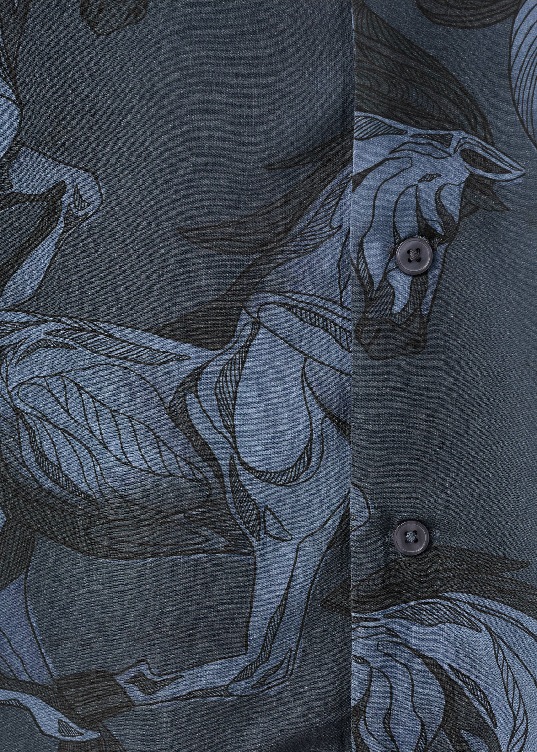 Printed flowing shirt with bowling collar - Details of the article 0, Indigo Blue. Ref: 27051278-00.