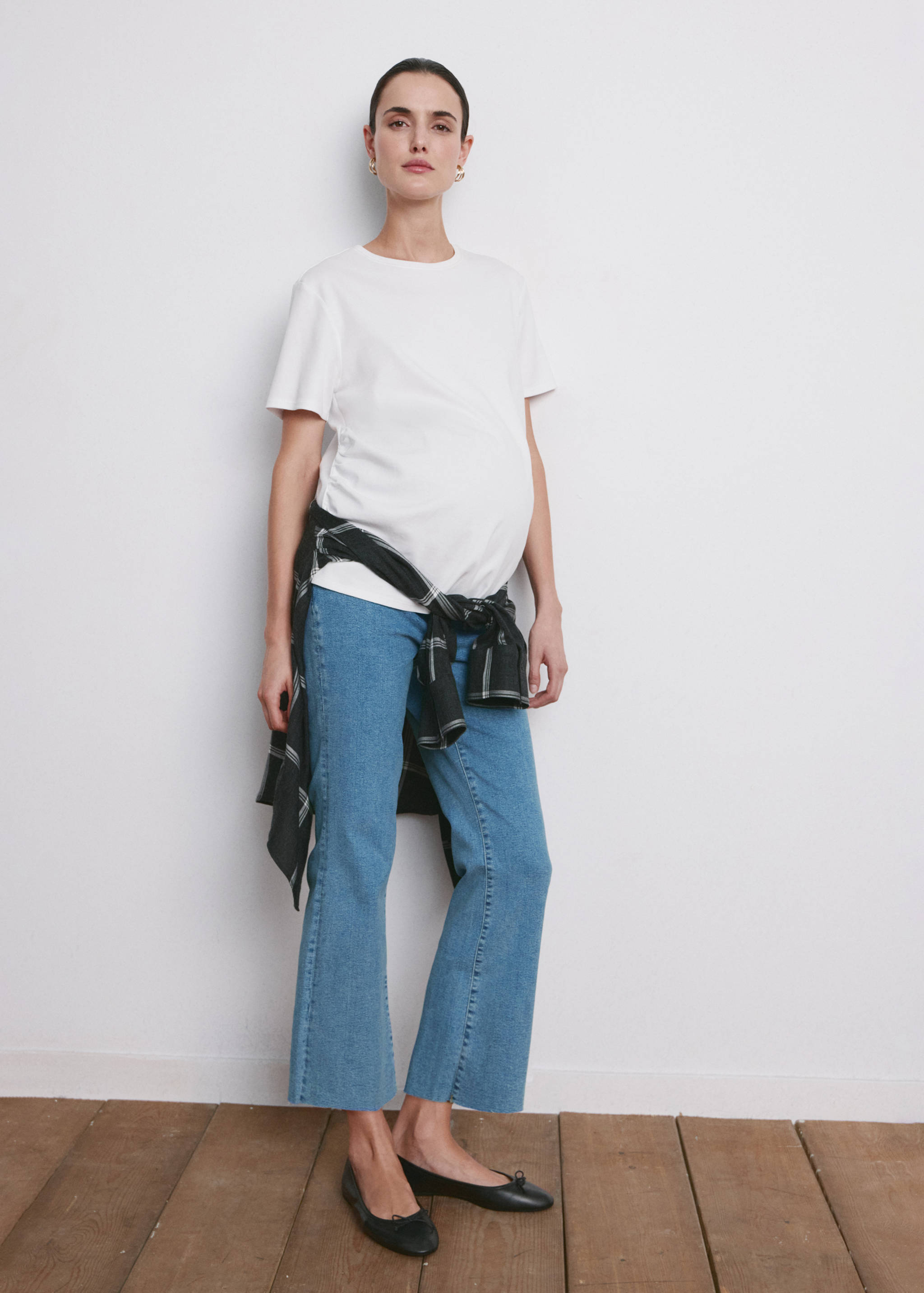 Maternity flared cropped jeans - General plane