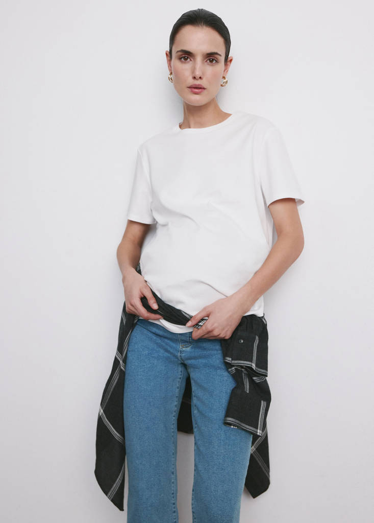 Maternity flared cropped jeans — Medium Blue