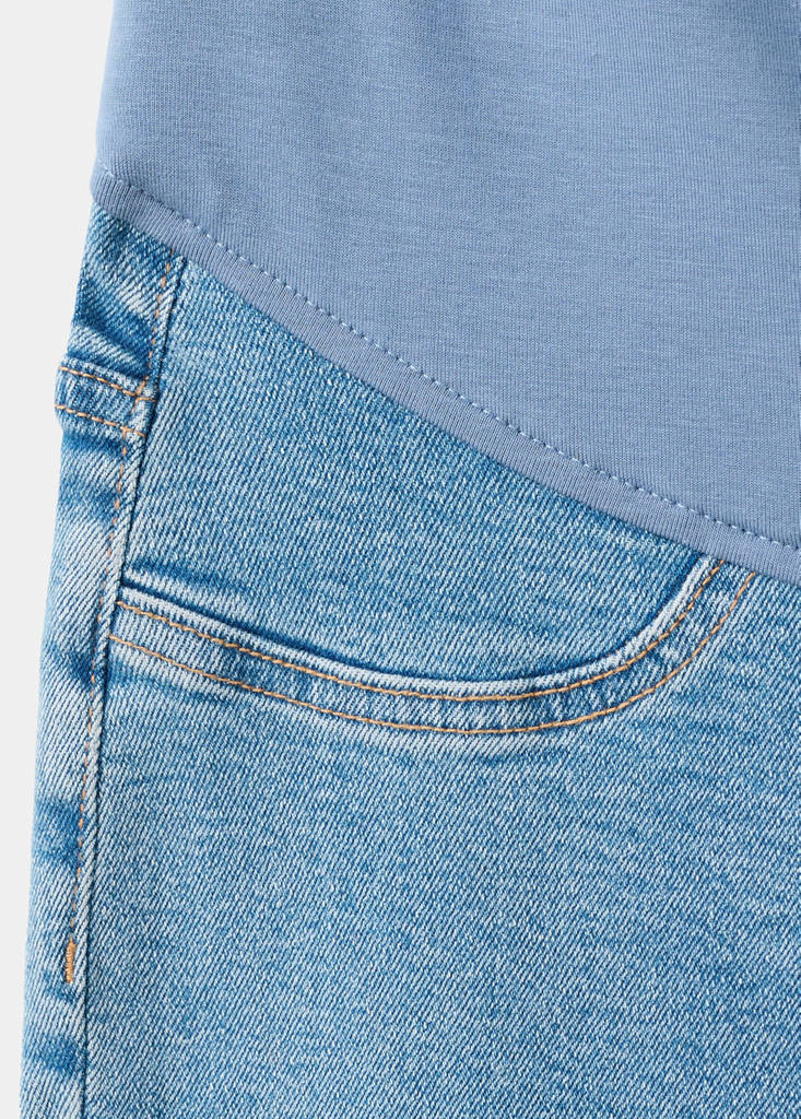 Maternity flared cropped jeans — Medium Blue