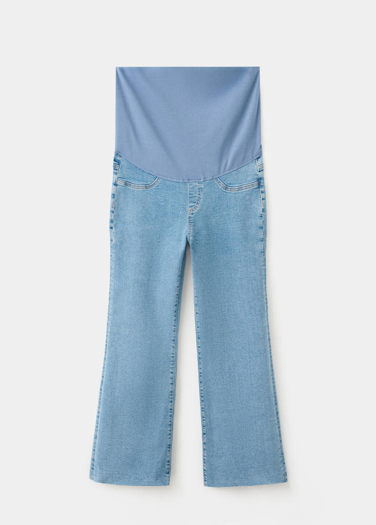 Maternity flared cropped jeans — Medium Blue