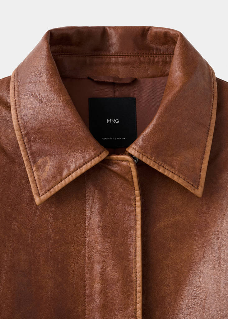Oversized jacket with borg collar — Brown